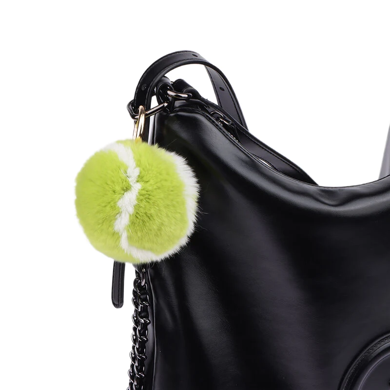 Soft Fluffy Tennis Ball Plush Keychain Plush Ball Keyring Girls Backpack Pendant Bag Hanging Decoration