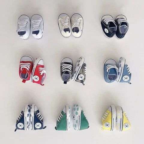 Baby Canvas Classic Sports Sneakers Newborn Baby Boys Girls Print Star First Walkers Shoes Infant Toddler Anti-slip Baby Shoes