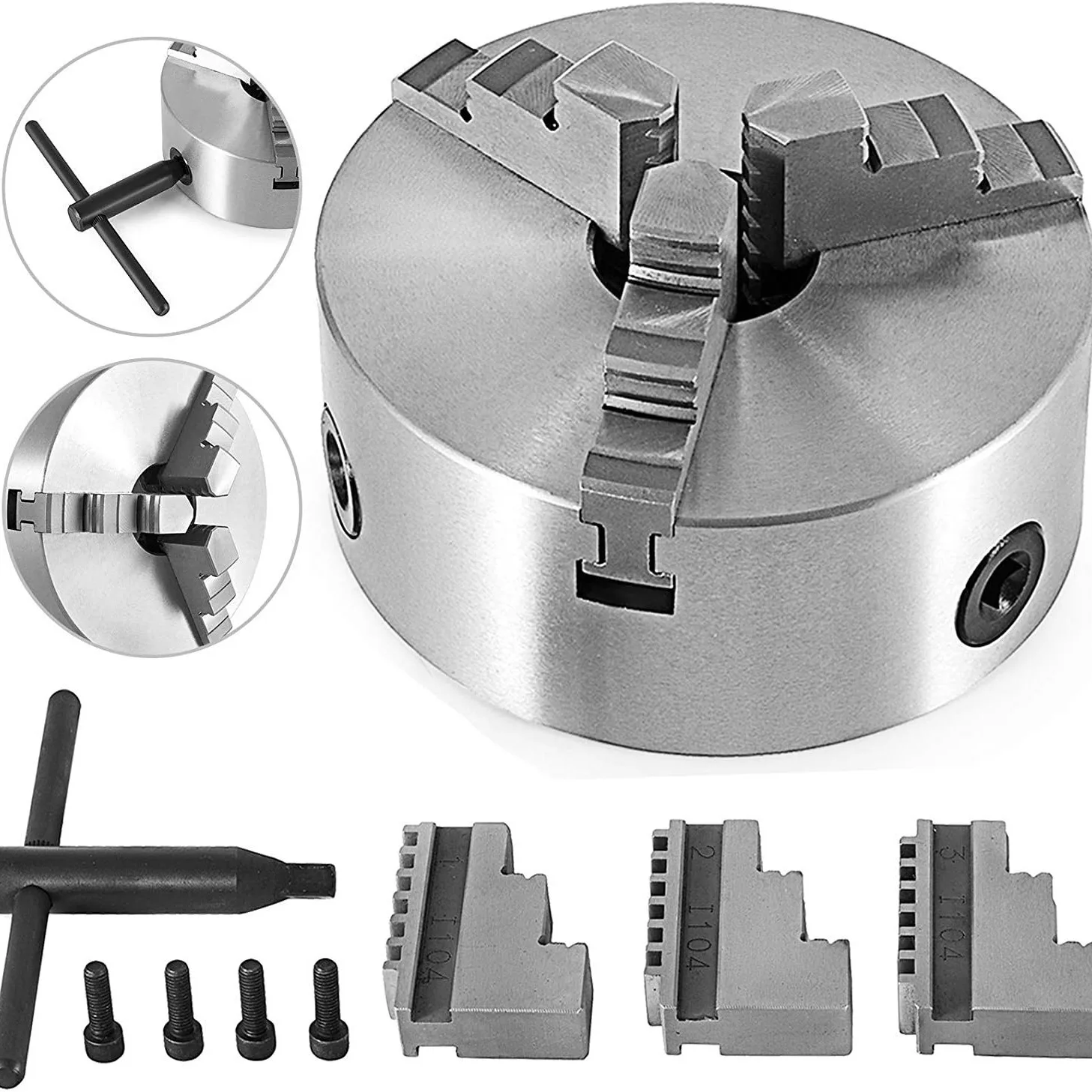 Lathe Chuck 100/125/160/200/250 mm Self-Centering Lathe Chuck Multiple Clamping Range for Lathe 3D Printer Machining