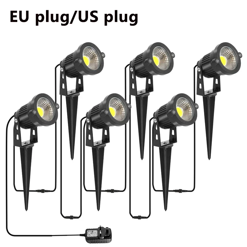 

5W LED Garden Lighting Outdoor Spike Lawn Lamp Waterproof Path Spotlights for AC110V-220V DC12V-24V with EU/US Plug