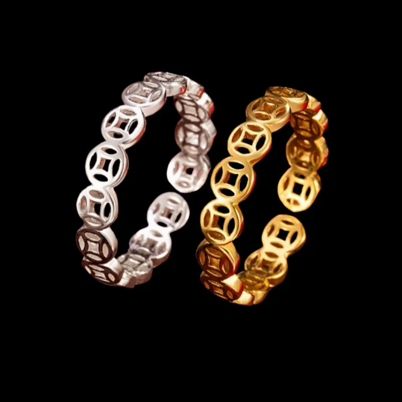 

Ретро-кольцо из стерлингового серебра 925 пробы, монета мира, простая, индивидуальная и ниша с открытым вырезом и выдолбленная