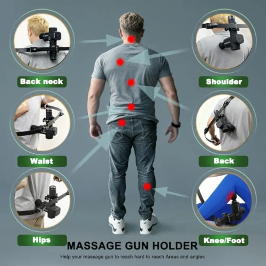 Massage Gun Holder Detachable Deep Stable for Portability Massage Gun Holder for Back Extension Handle Compatible with Most Mas