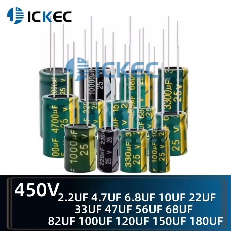 

Leaded Inline Electrolytic Capacitors 450V 2.2UF 4.7UF 6.8UF 10UF 22UF 33UF 47UF 56UF 68UF 82UF 100UF 120UF 150UF 180UF