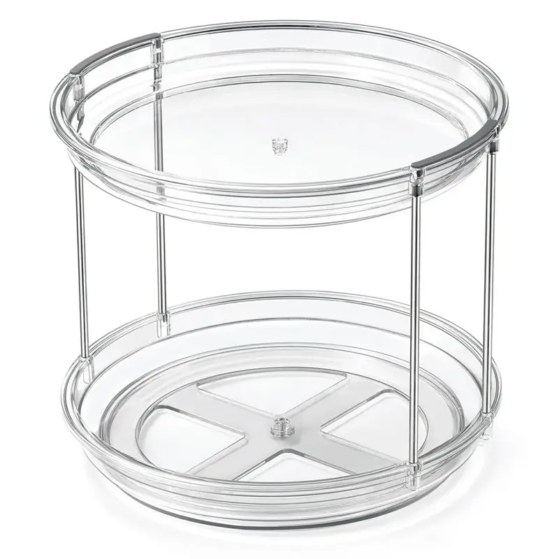 Customer Favorite 2 Tier Organizer, 9.25Inch Turntable For Cabinet, Stackable Turntable Organizer Rotating Spice Rack Organizati