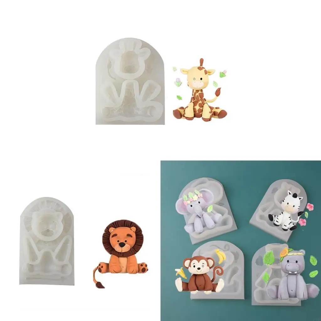 F19B Elephant Giraffe Mold Silicone Mold Animal Candy Fondant Mold