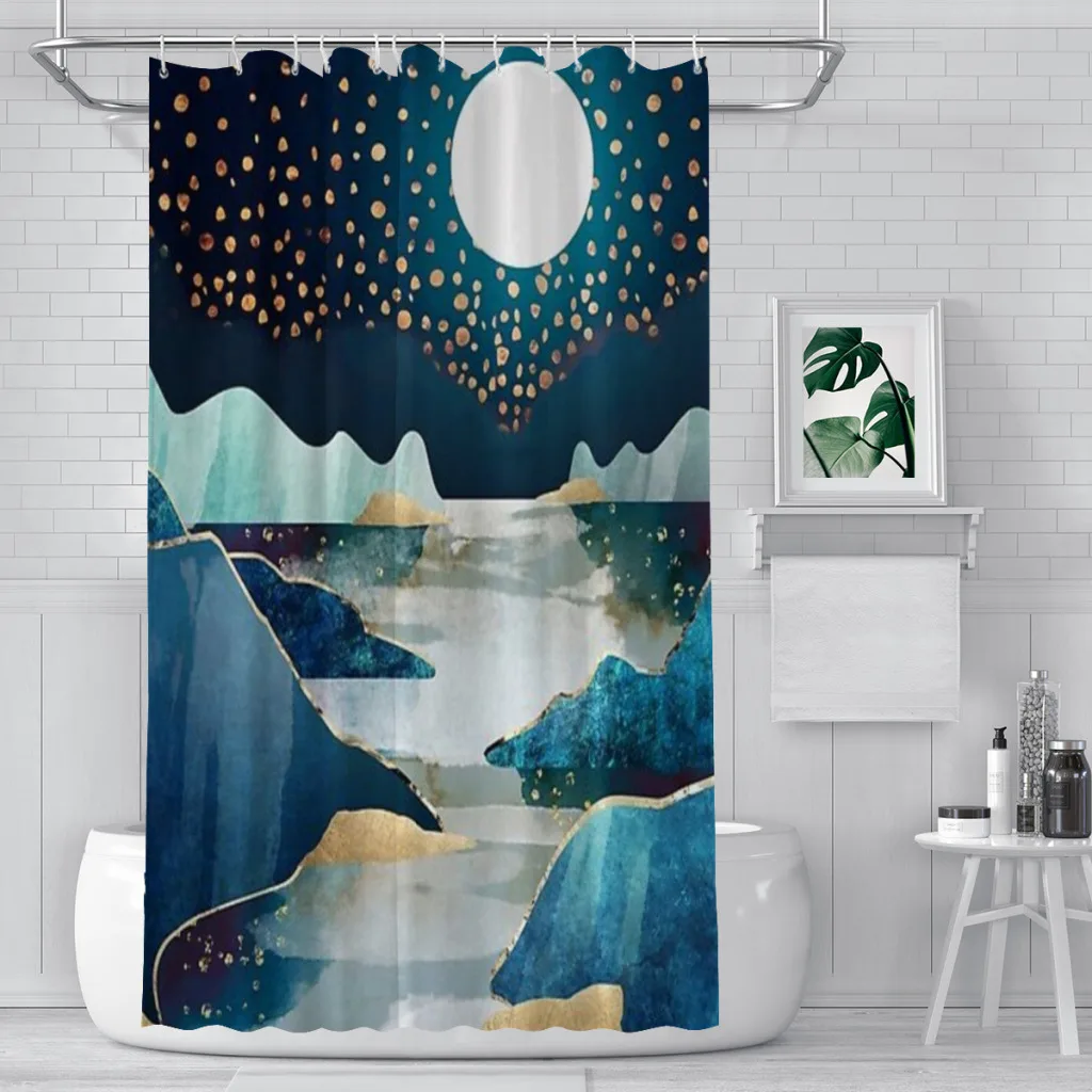 Moon Glow Shower Curtain for Bathroom  Aesthetic Room Decoration