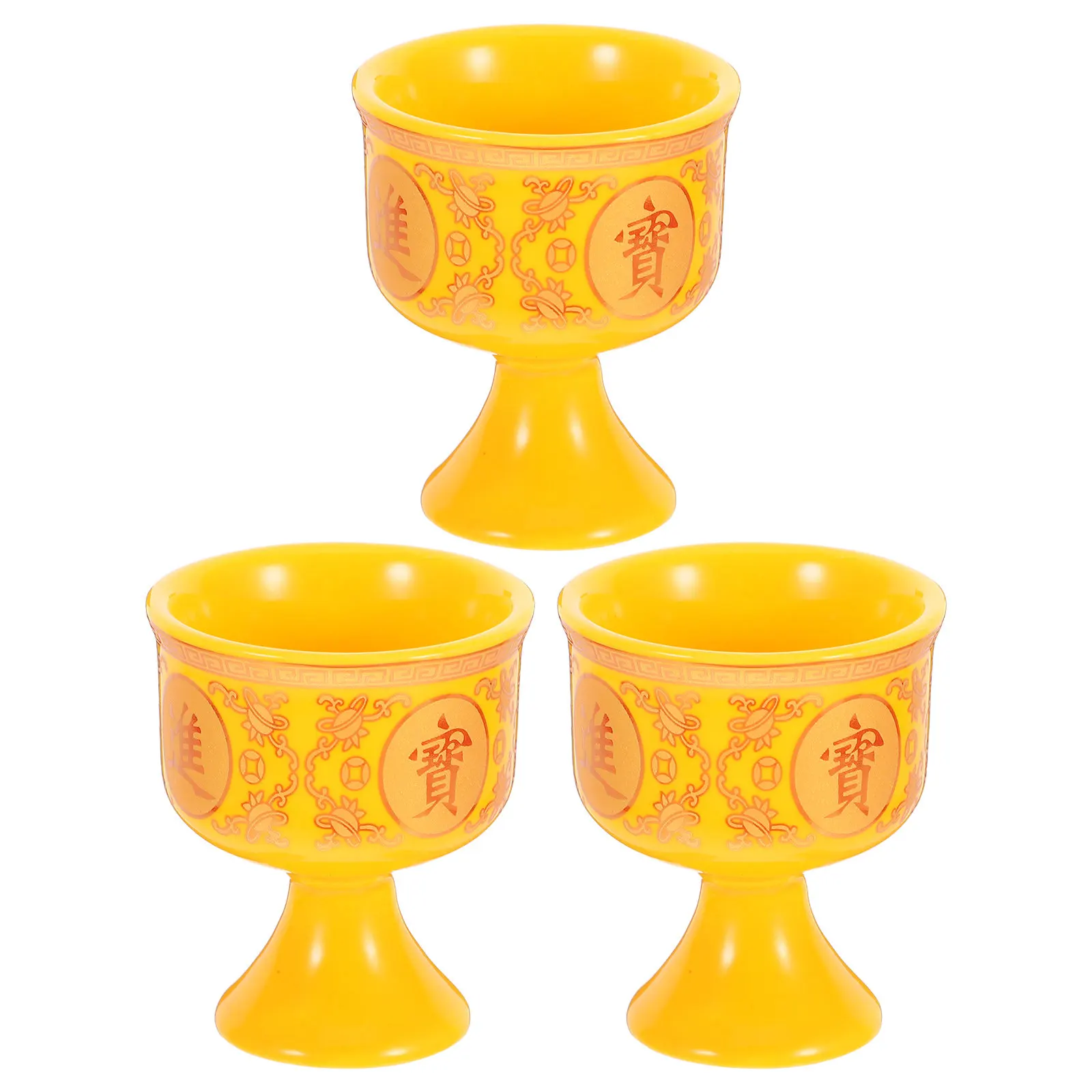 3Pcs Sturdy Ceramic Lotus Design Water Offering Bowls for Buddhist Altar Home Temple Worship Meditation Wealth Inviting Rituals