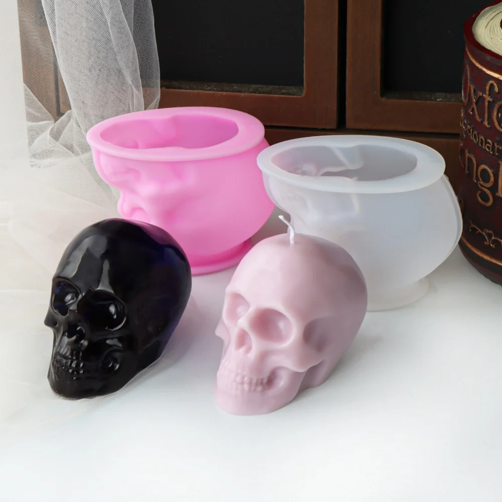 3D Menschlicher Schädel Kerze Silikonform Halloween Schädel Gips Kristall Kleber Seife DIY Feste Silikonform Einzigartiges Wohnkultur Geschenk – Detail 7