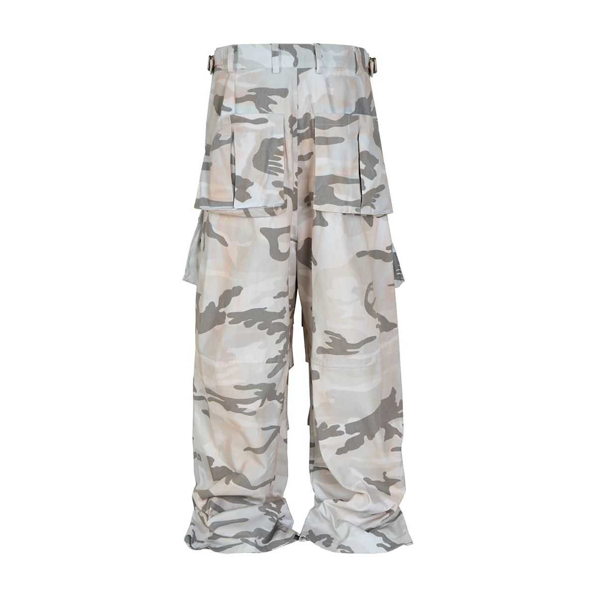 Vitnage Yellow and White Camouflage Cargo Pants for Men Patchwork Harajuku Loose Straight Overalls Oversized Pockets Trousers