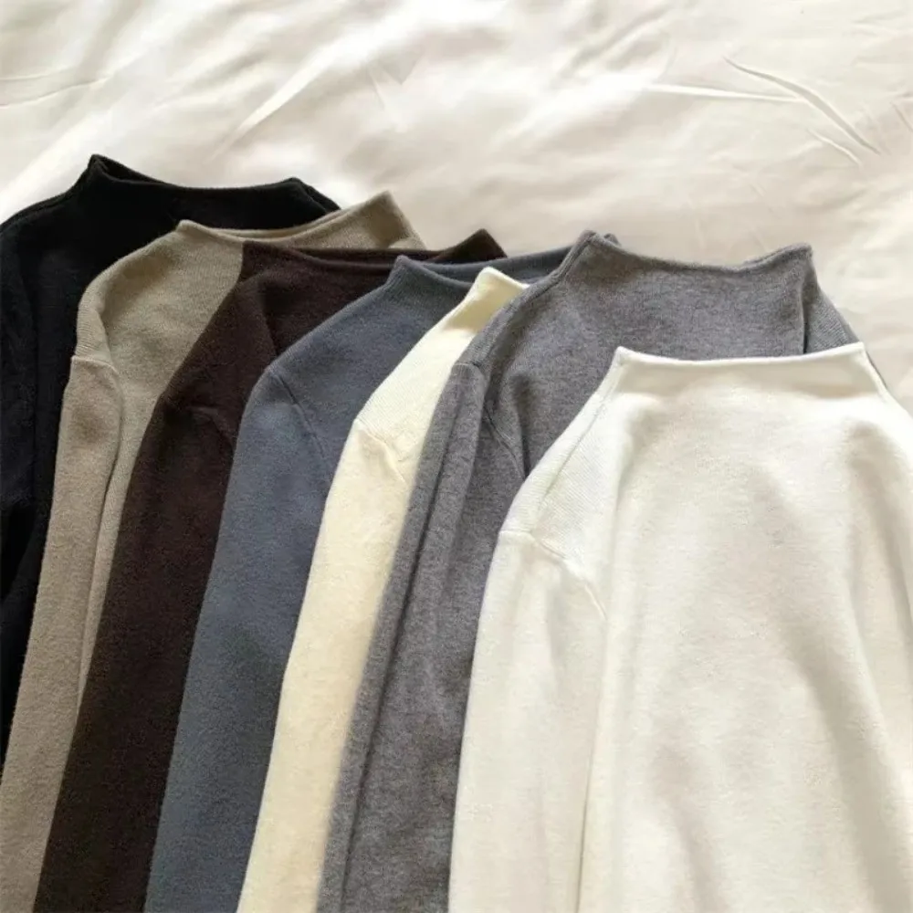 

2025 Soft Women Turtleneck Warm Autumn Winter Solid Sweater Knitted Pullovers Knitwear