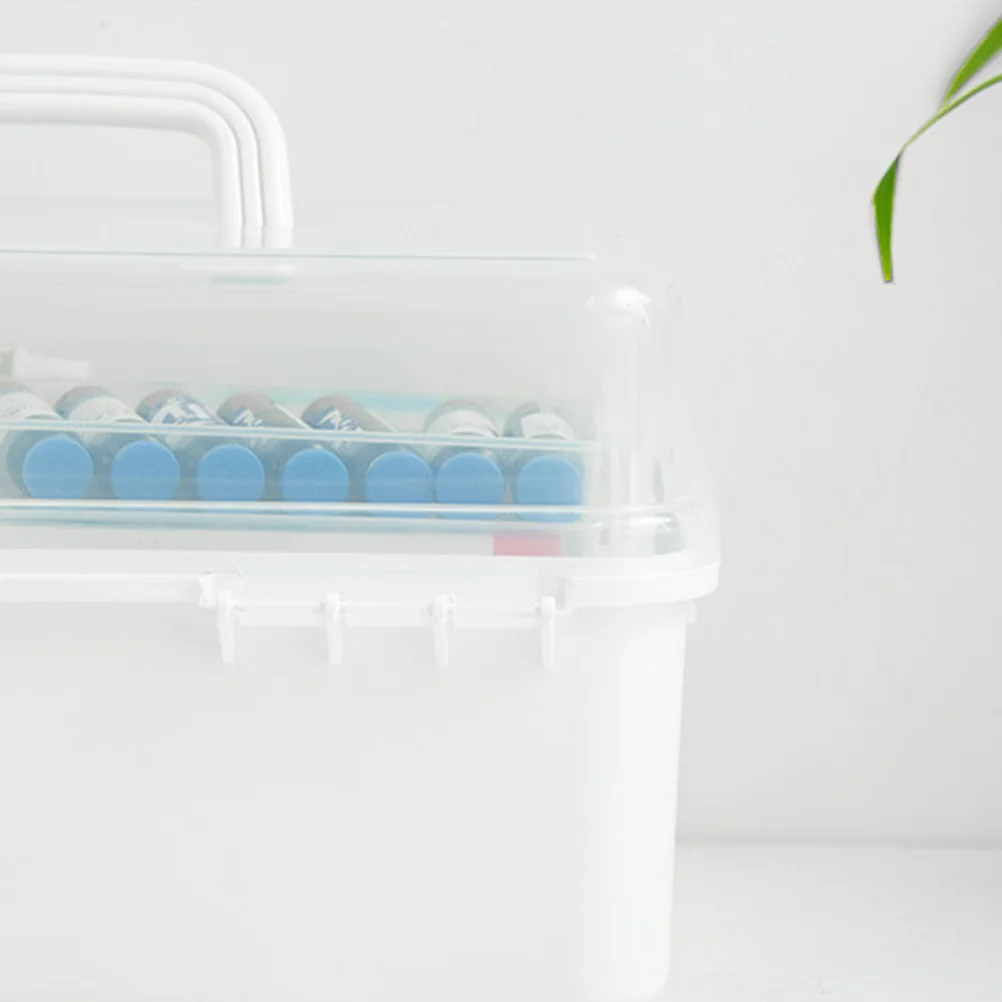 صندوق تخزين الأدوية أبيض الحجم L سعة كبيرة ثلاث طبقات صندوق الإسعافات الأولية قفل حقيبة تخزين محمولة للاستخدام الداخلي في الهواء الطلق #1