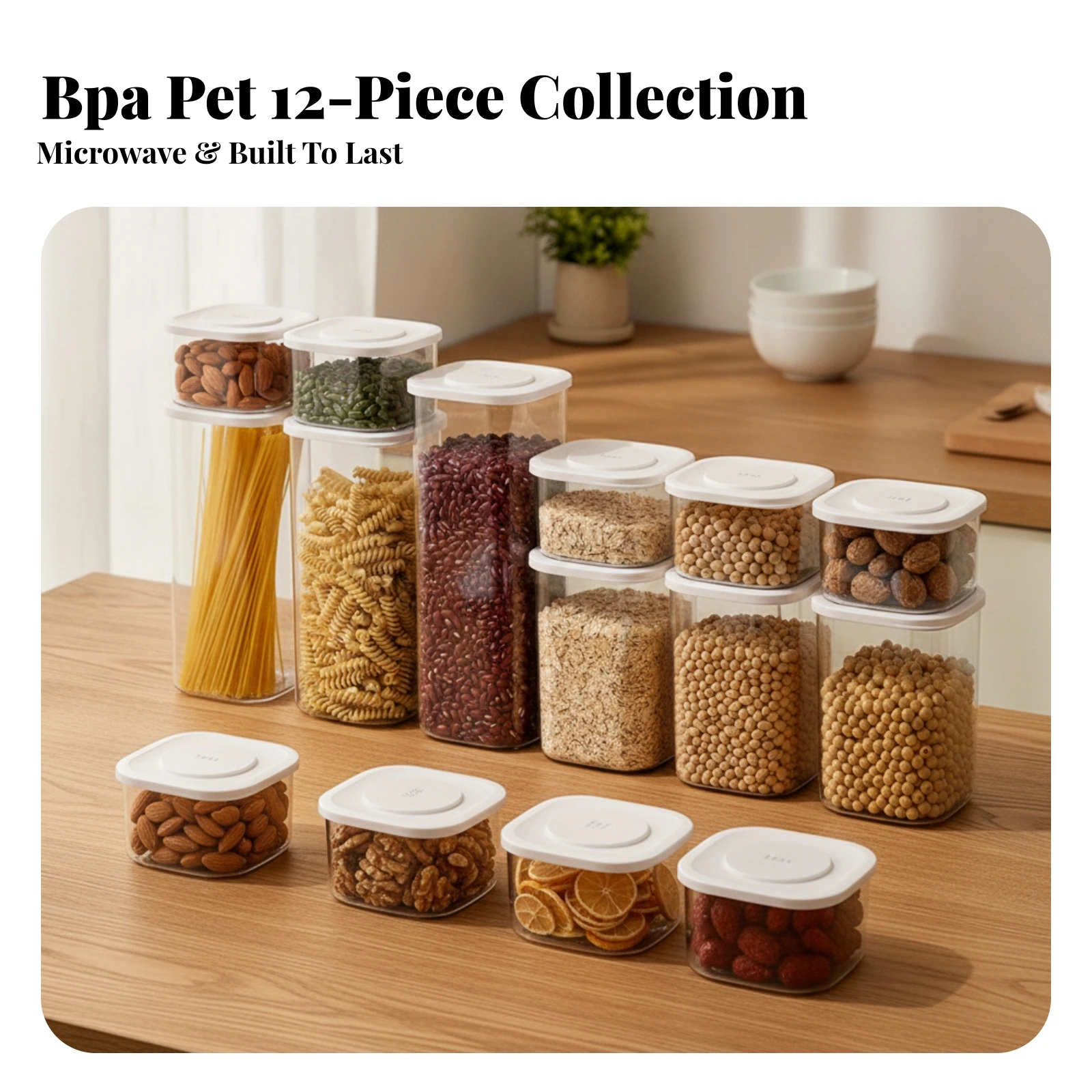 12 Pieces Food Storage Container Clear Lidded Container Canisters Microwave-Safe Containers Long-Lasting for Kitchen