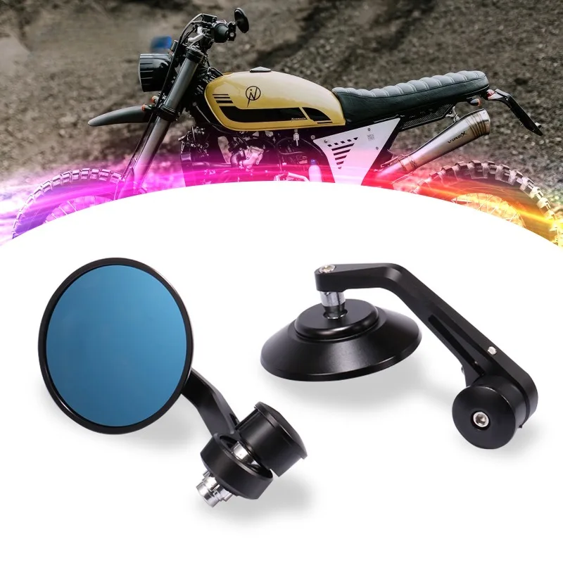 Motorrad Lenker Spiegel Griff rund für Sportster Street Bike Dirt Bike Chopper, blau Blends chutz Glas Rückspiegel