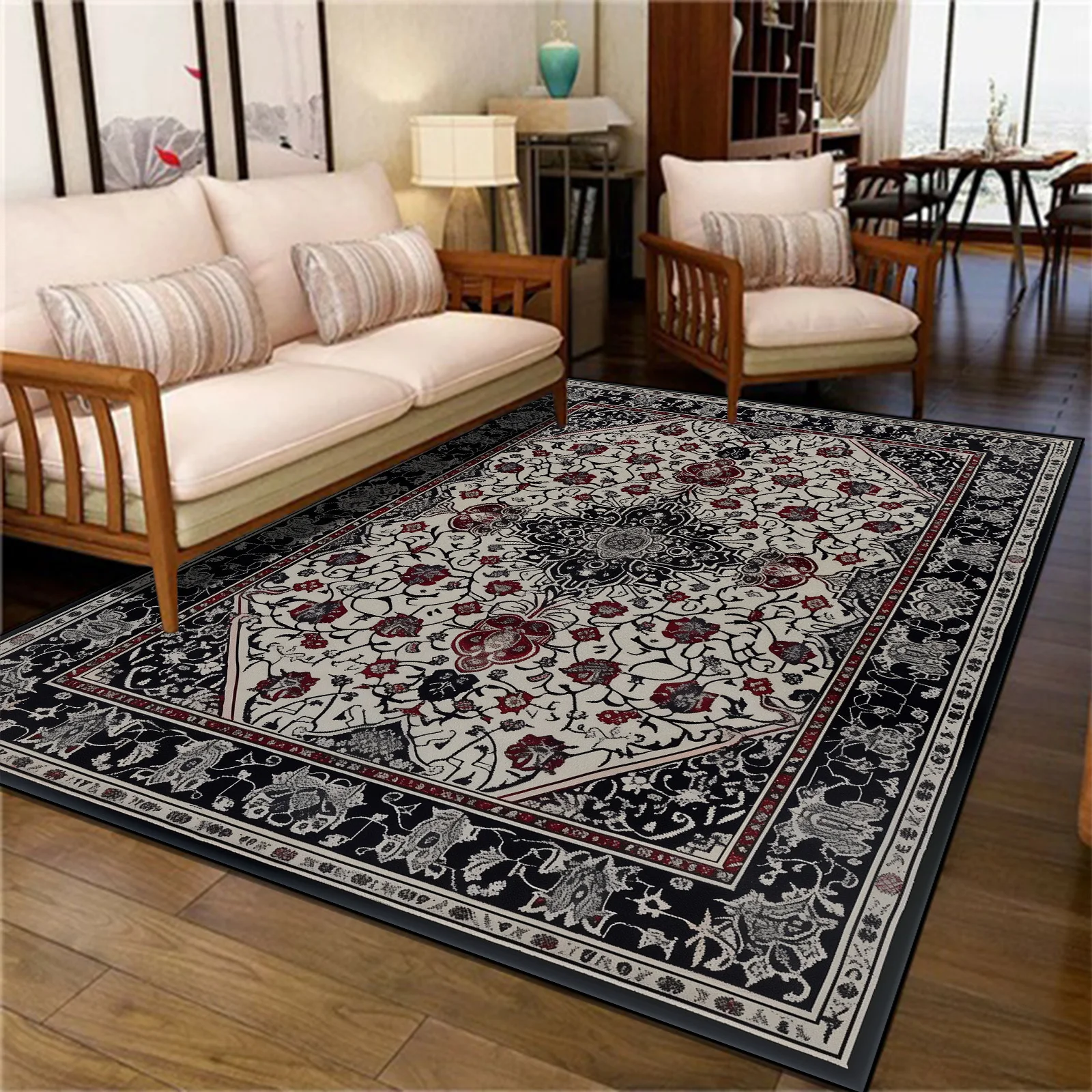 Retro Style Persian Carpets for Living Room Home Decor Large Area Washable Rugs 200x400cm Coffee Tables Floor Mat Customizable