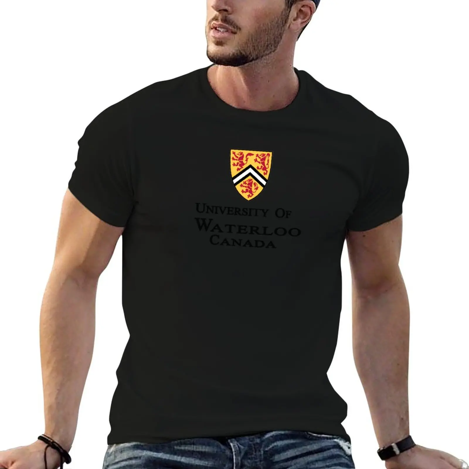 Camiseta da Universidade de Waterloo, Canadá, camisetas engraçadas para homens, camisetas de algodão engraçadas para homens, camisetas gráficas masculinas