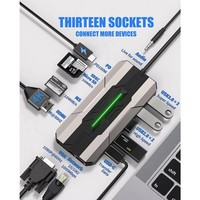 Getatek 13 IN 1 USB C Hub Docking Stations SD Card Reader 1000M RJ45 HDMI-Compatible HDTV VGA USB Hub 3.0 Concentrator Adapter