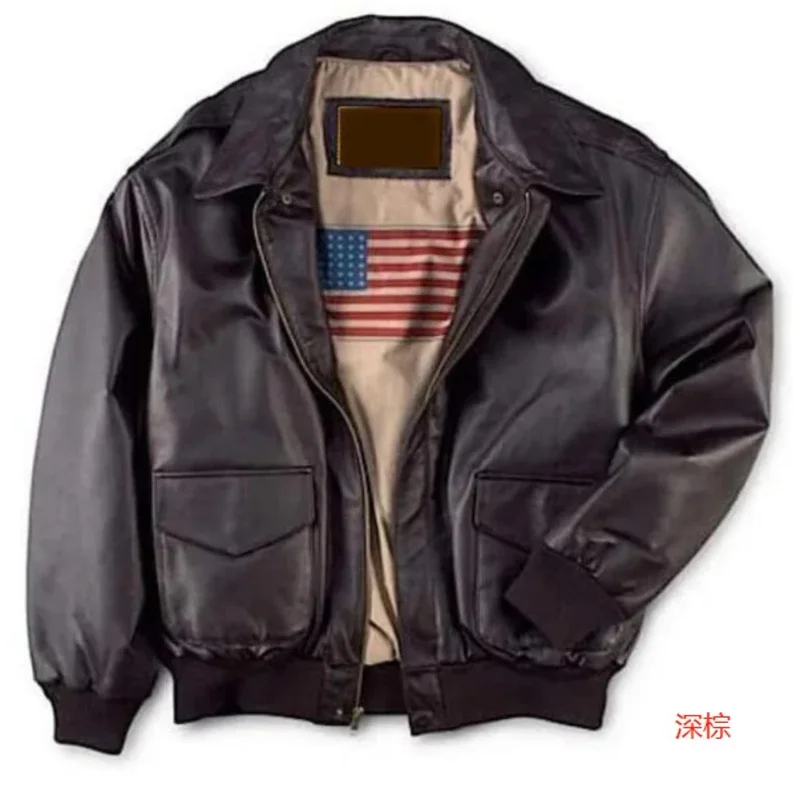 Retro oversized US Air Force leather jacket male female pilot couple leather Coat Male motorcycle Lapel Solid Windproof Outwear