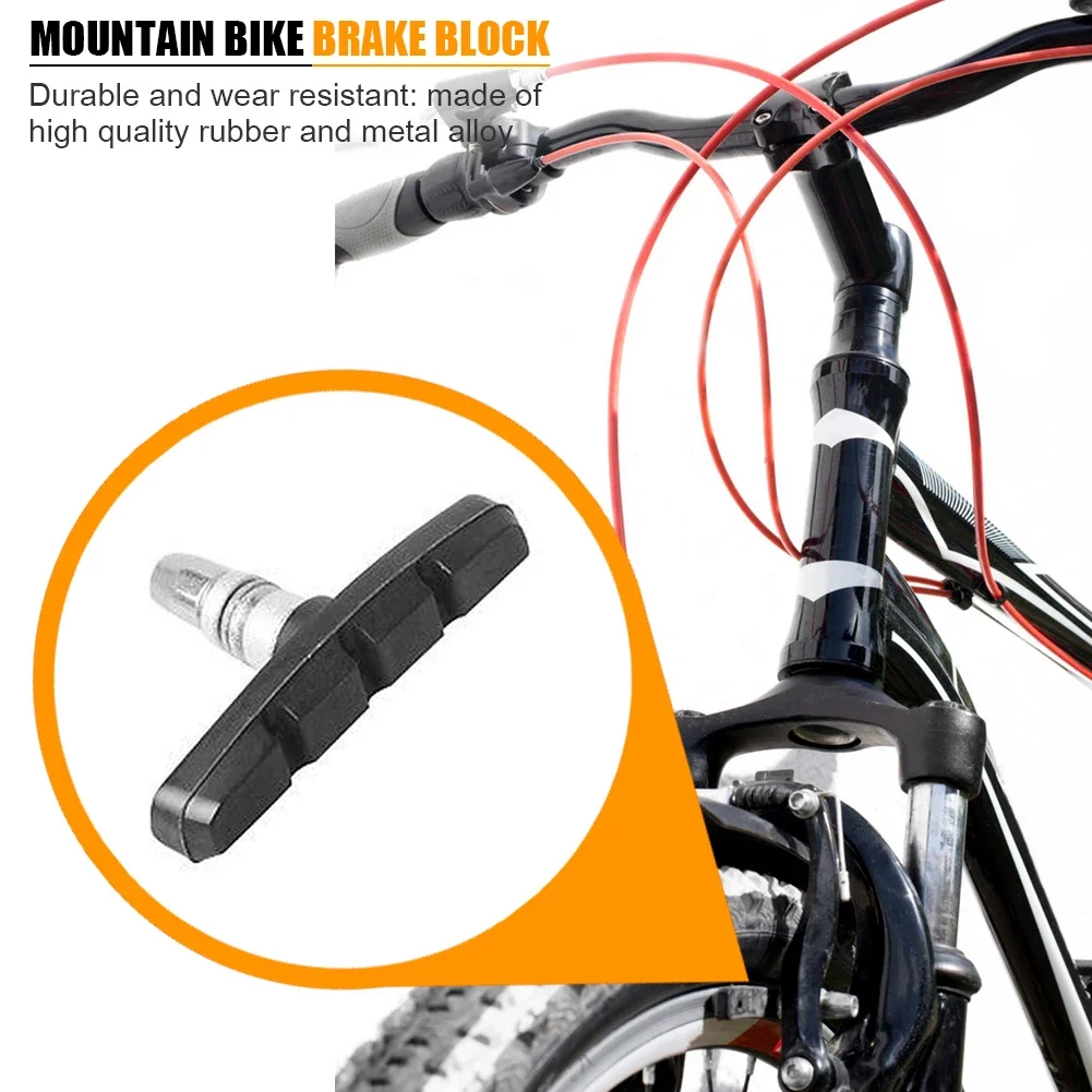 30-1Pcs Durable Bicycle Silent Brake Pads Cycling V Brake Holder Shoes Blocks Rubber 60MM Bike Parts For Mountain Folding Bikes