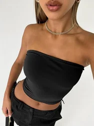 Elegant and sexy  Summer women's top  Strapless vest  Black exposed navel  Spicy girl style  Slim  Female style