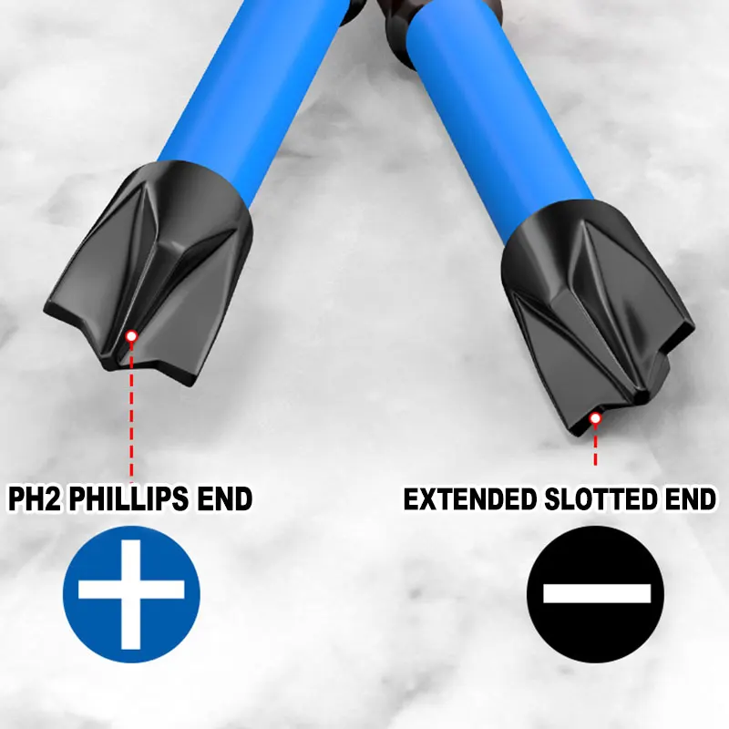 Combination Phillips & Slotted Screwdriver Bit 65mm 110mm 150mm Strong Magnetic High Torque S2 Steel for Electrical Panel Repair