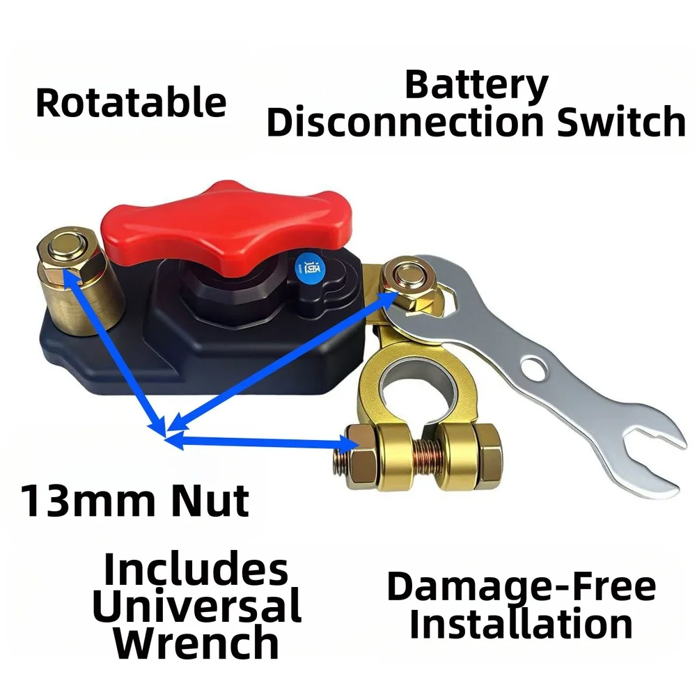 12V 24V Battery Disconnect Switch for Cars and Trucks Featuring 180 Degree Rotation and Easy Installation Design