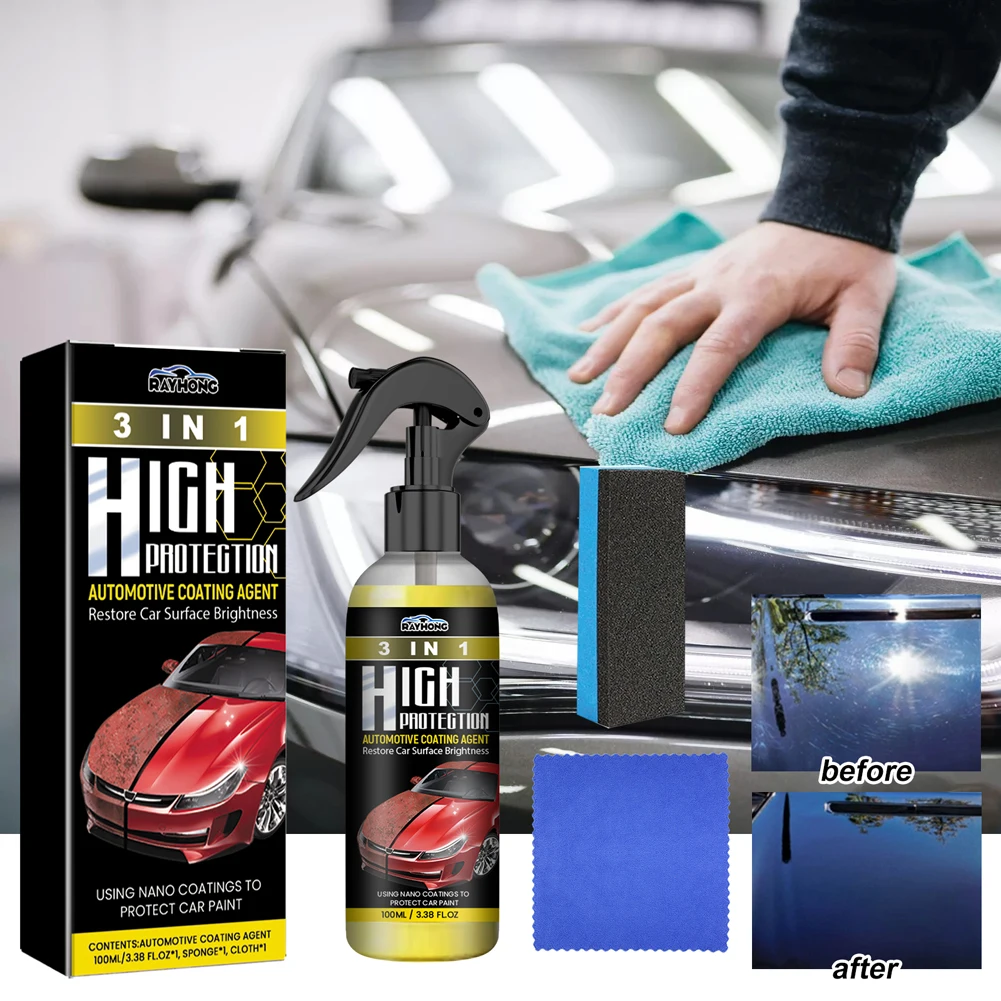 

3 IN 1 Ceramic Coating Spray Auto Nano Ceramic Coating Polishing Spraying Wax Car Fast Paint Scratch Repair Remover 100ML