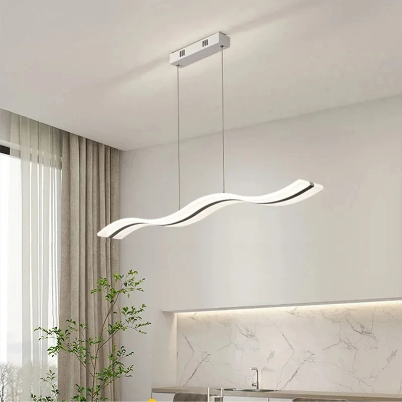 Imagem -05 - Modern Minimalista Led Pendant Lamp Strip Chandelier For Living Room Sala de Jantar Ilha de Cozinha Home Decor Luminária Suspensa