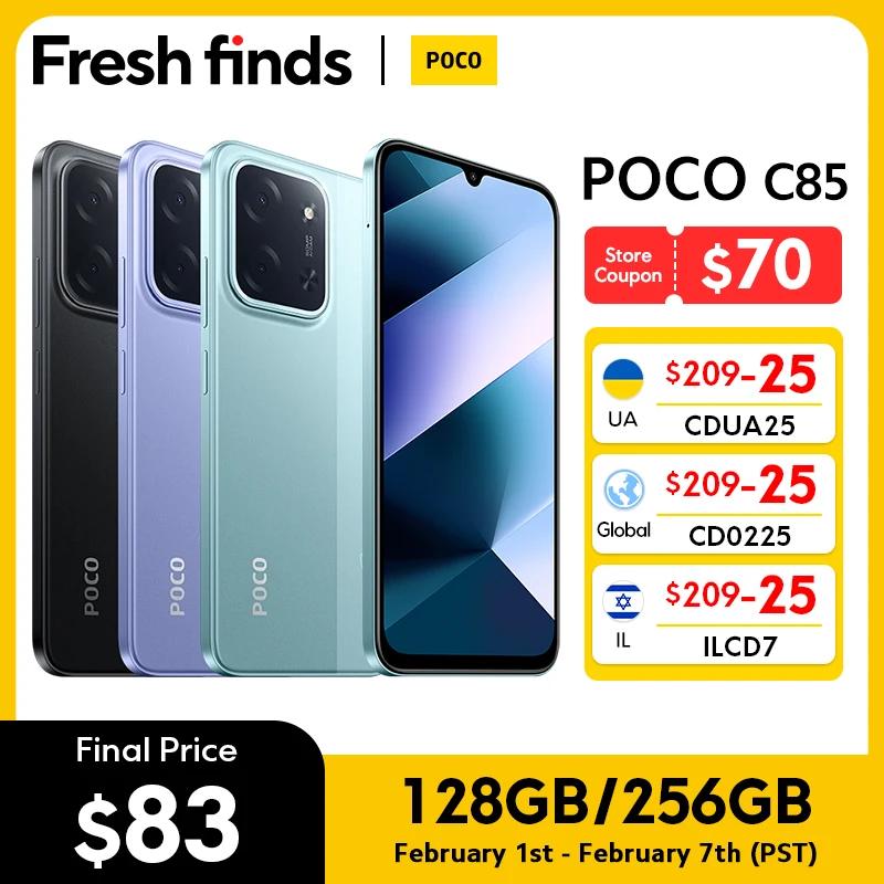 【Мировая премьера】Глобальная версия мобильного телефона POCO C85 NFC 128 ГБ/256 ГБ 6,9-дюймовый точечный дисплей 6000 мАч Helio G81-Ultra 33 Вт