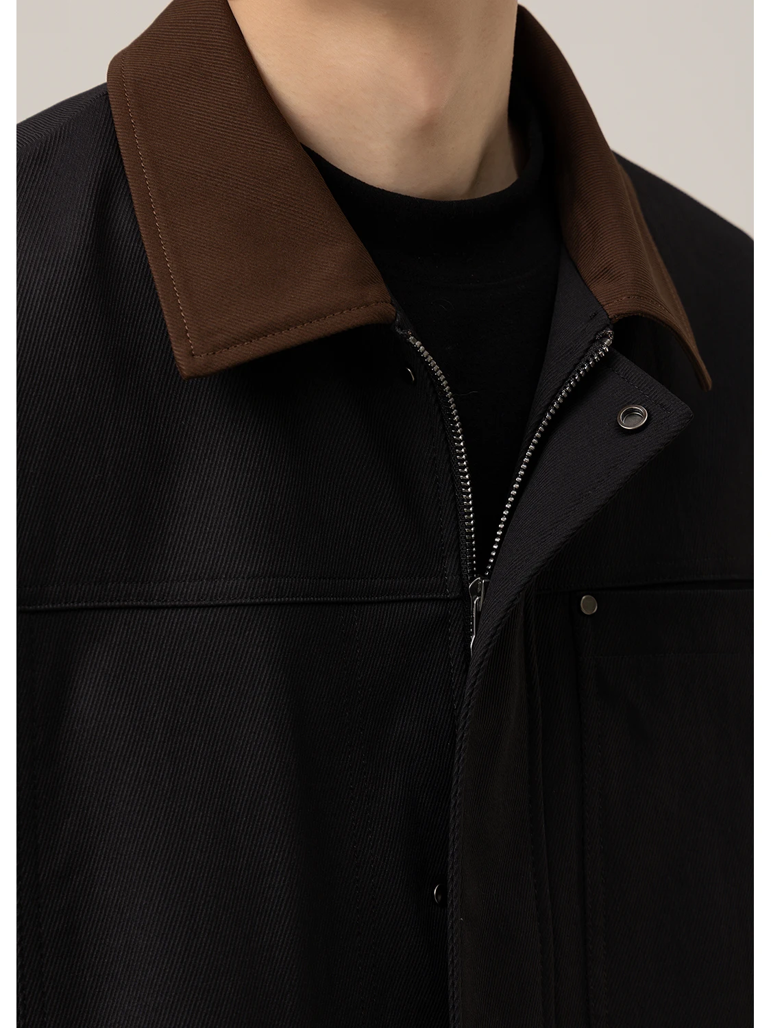 Spring New Loose Casual Contrast Color Collar Men's Jacket Business Leisure Workwear Standard Fit Polyester Fiber Long Sleeve...