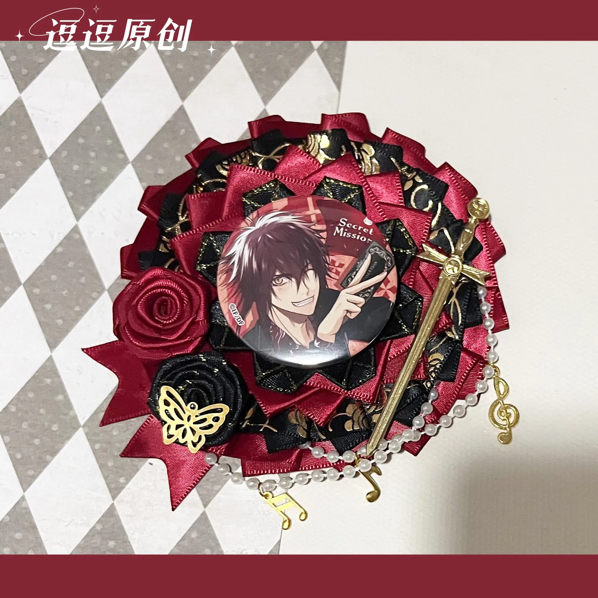 Ribbon Lace Badge Rosette Luxury Quadratic Element Anime Ita Bag Accessories Goods Display Badge Hloder Base Tray