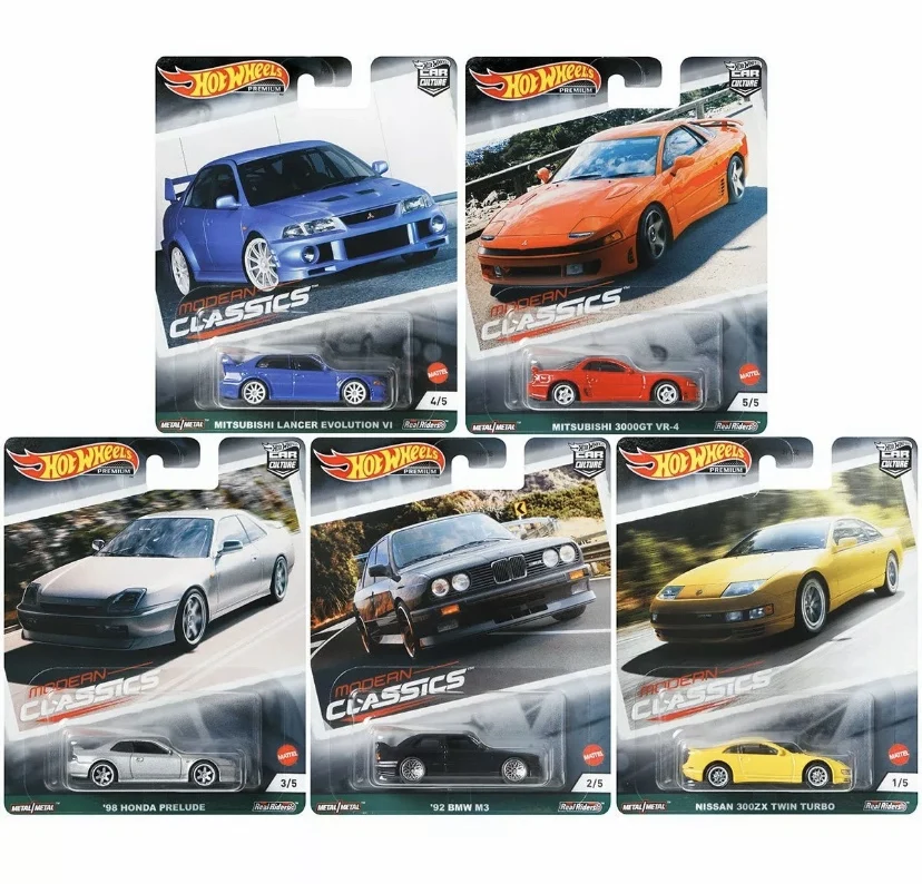 Hot Wheels-Premium Moderno Diecast Veículos Brinquedos para Meninos, Clássicos Cultura Brinquedos, Nissan, BMW, Honda, Mitsubishi, Modelo Presente,