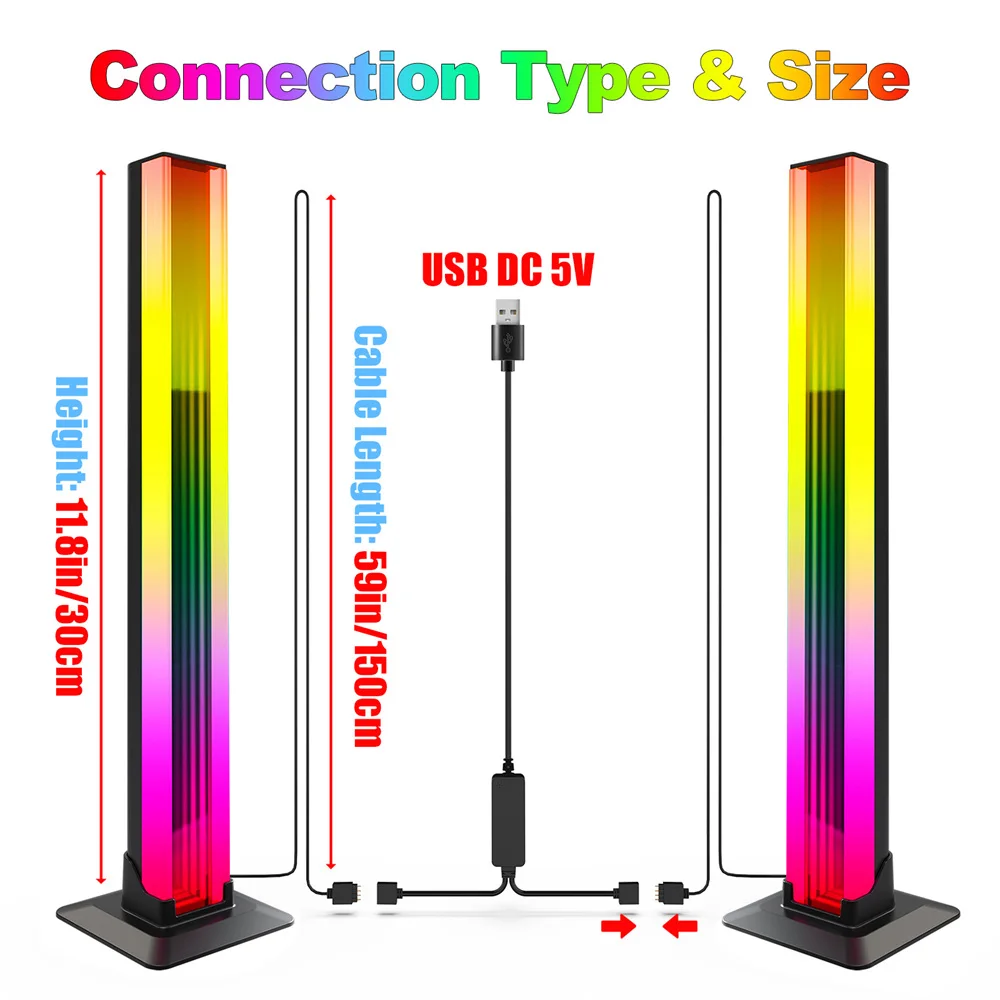 RGB LED Light A Pair Bluetooth Room Decor Abyss Table Lamp Remote Ambient Night Light Desktop Mood Lighting for TV PC Gaming