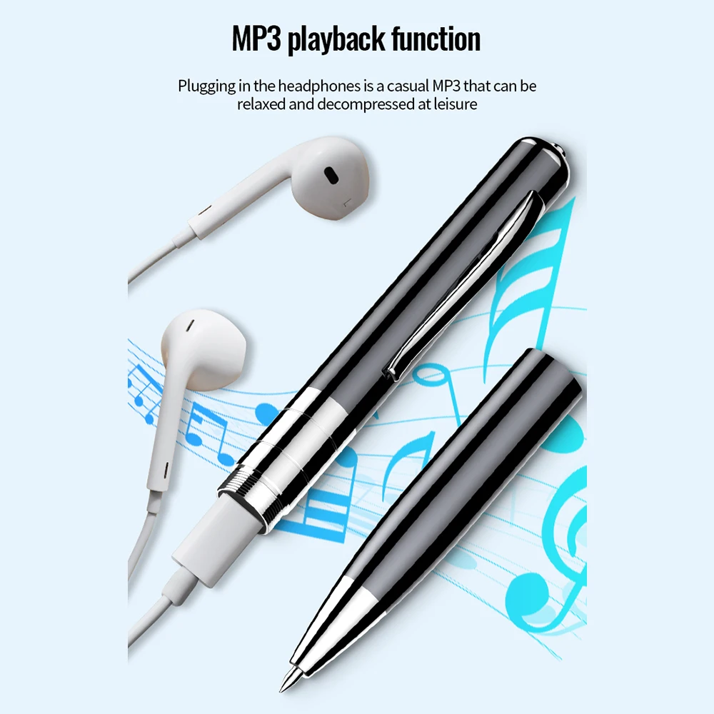 Registratore vocale audio digitale Mini penna USB ad attivazione vocale 16GB 32GB 64GB 128GB Lettore Mp3 Registrazione per lezioni Registrazione di lungo tempo