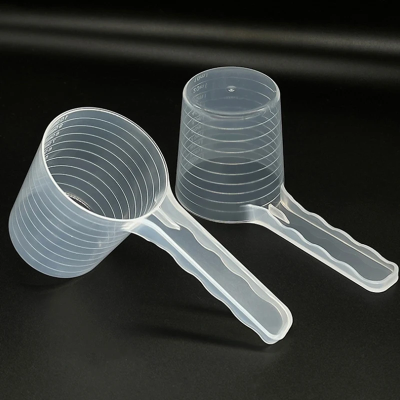 Hot Sale 1Pcs Transparent Pet Measuring Spoon With Scale Plastic Dog Cat Feeding Shovel Portable Dry Food Kitchen Tool 50g 100ml