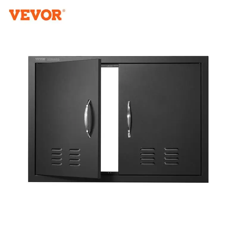 VEVOR BBQ Access Door Double Outdoor Kitchen Door Wall Vertical Door with Handles and Ventss for BBQ Island Grilling Station 