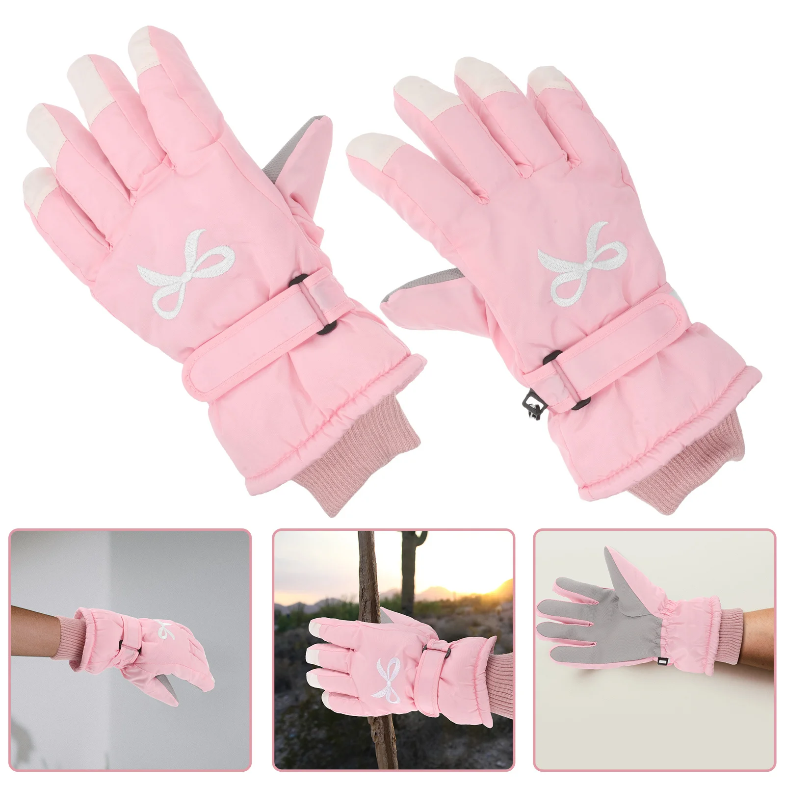 1 زوج يندبروف قفازات الشتاء الحرارية مقاومة للماء عدم الانزلاق التزلج على الجليد قفازات ركوب الخيل للطقس البارد في الهواء الطلق استخدام الرجال #1