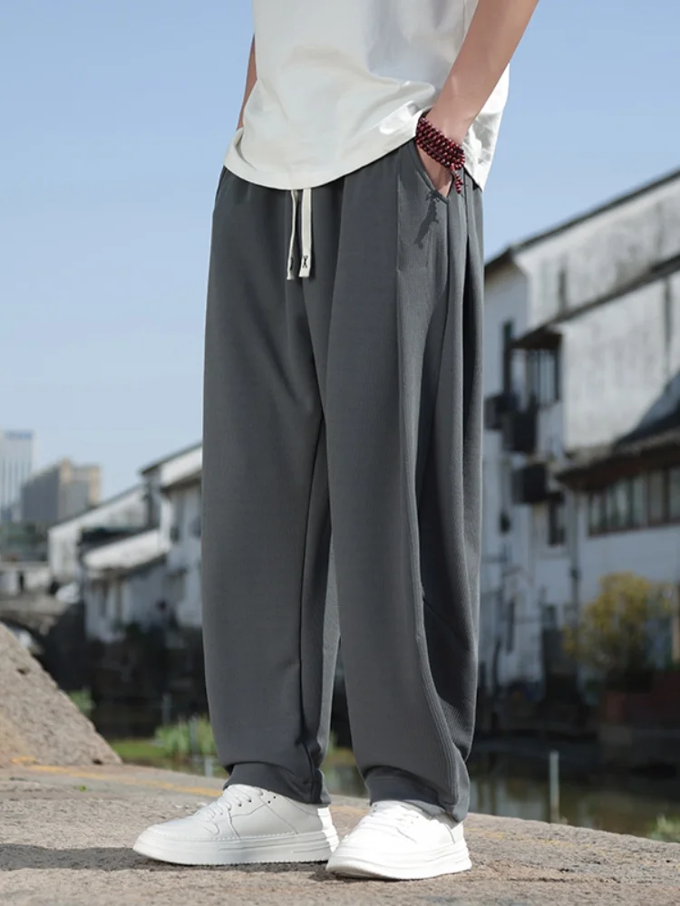 

Linen Cotton Casual Pants Men Summer Faion Loose Straight Thin Breathable Qui Dry Comfortable Long Trousers