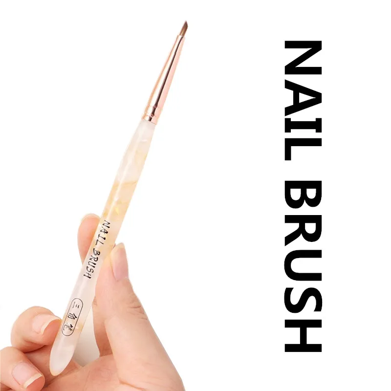1/12 قطعة جديد مسمار فرشاة فنية تصميم اللوحة البولندية فرشاة جل UV هلام مسمار رسم القلم أدوات مقبض خشب الصندل المستديرة مع غطاء معدني