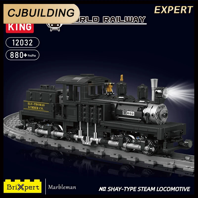 Mould King 12032 Technical Car Toys Remote Control Shay-type Steam Locomotive Model Assembly Train Brick Toys Kid Christmas Gift