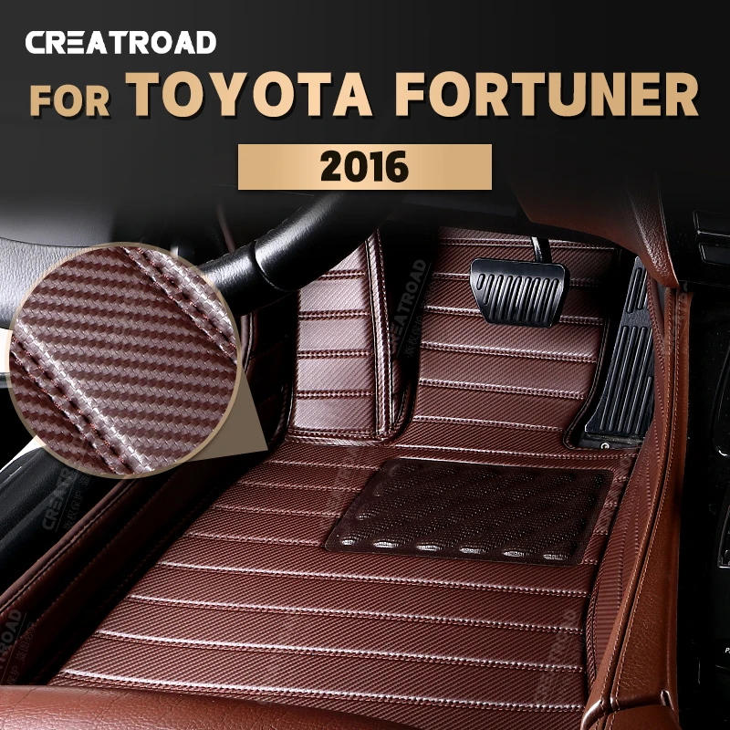 

Custom Carbon Fibre style Floor Mats For Toyota Fortuner 2016 Foot Carpet Cover Automobile Interior Accessories