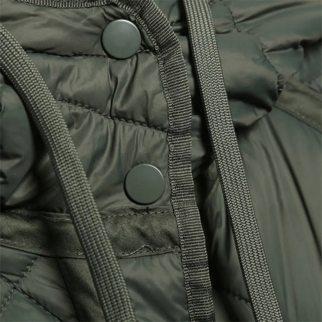 

FH2478 Women's Long Cotton-Padded Jacket Coat European American Style Solid Color Stand Collar Hooded Diamond Embossed Pocket
