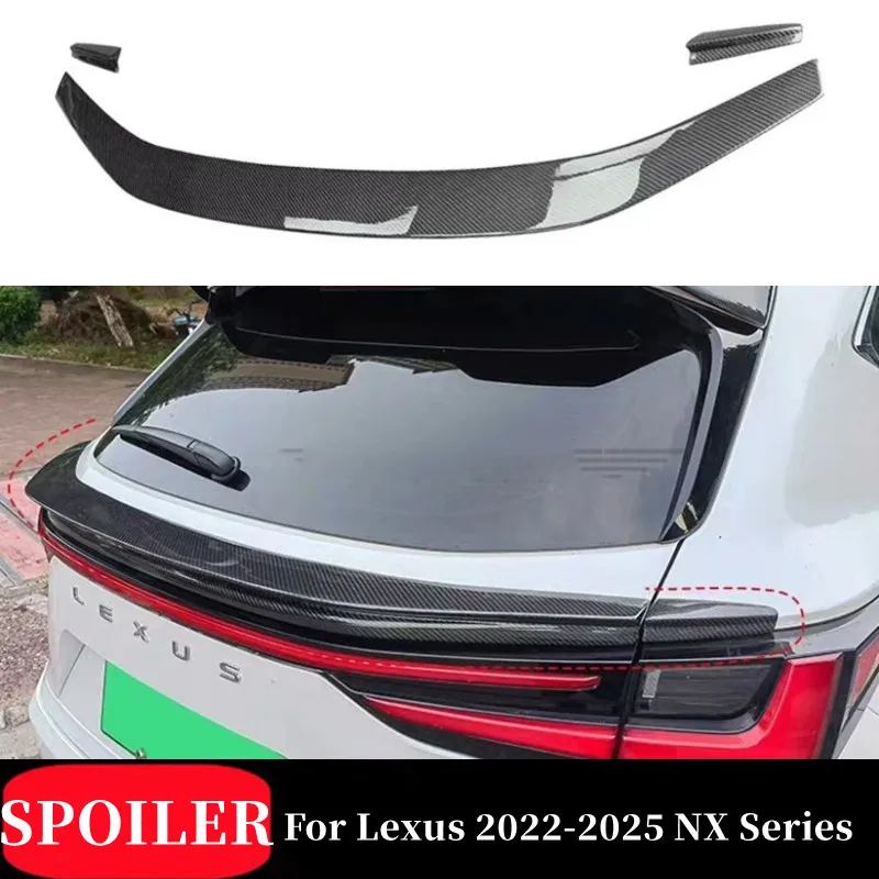

For Lexus 2022-2025 NX Series Black Carbon Look Car Rear Roof Trunk Spoiler Center Wings Tuning Body Kit Accessories