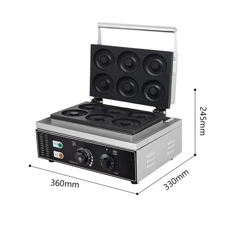 1550W 6 Grids Stainless Steel Electric Non-Stick Round Waffle Maker Crispy Pastry Machine