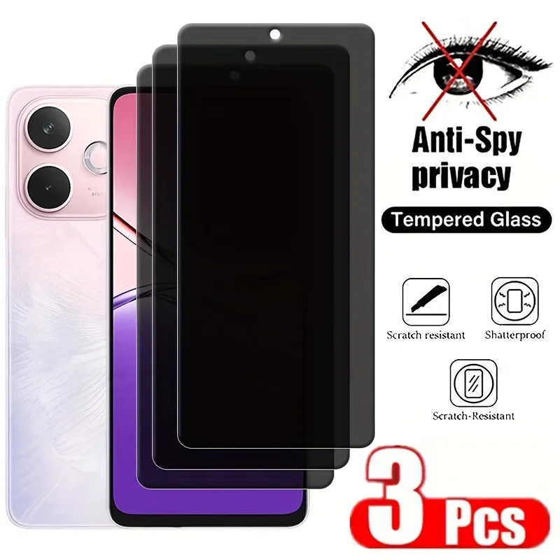

Set of 3 Privacy Tempered Glass Screen Protectors Designed for Various OPPO Models, Ensuring Bubble-Free Application And Easy