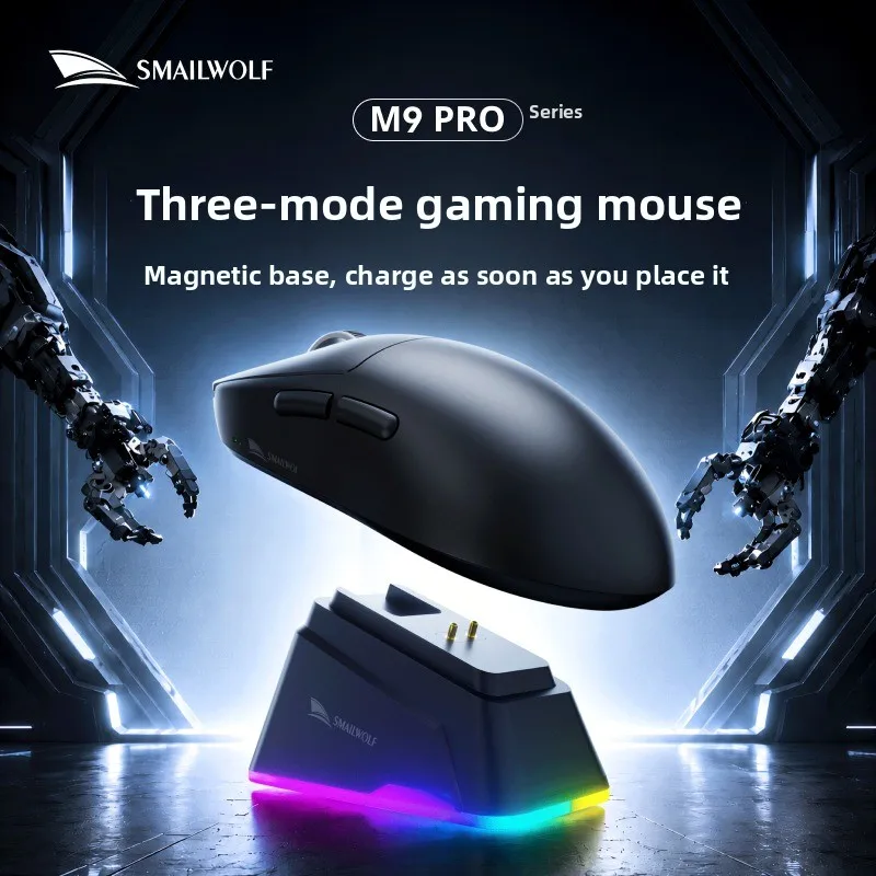 Simailang M9 Pro Wireless Gaming Mouse, Triple Mode Bluetooth Lightweight Gaming Mice with PAW3311 Sensor for FPS PC Gaming