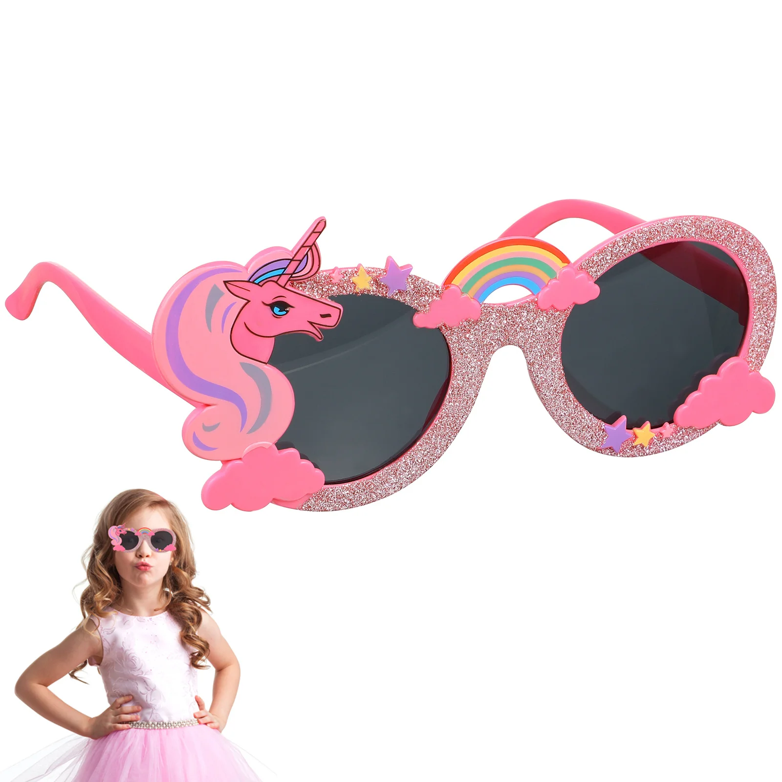 

1 pc Unicorn Glasses Pink Lightweight Frame Gray Lens Party Glasses For Adults Costume Decoration Dress Up Accessory