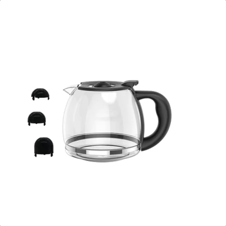 

12CUP Glass Replacement Coffee Carafe Compatible with Mr. Coffee Black Decker Cuisinart and More Black Close Handle