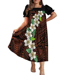Pacific Island Art Women'S Dress Custom Traditional Polynesian Print New Design Mumu Skirt Dress Cute Puffed Sleeves