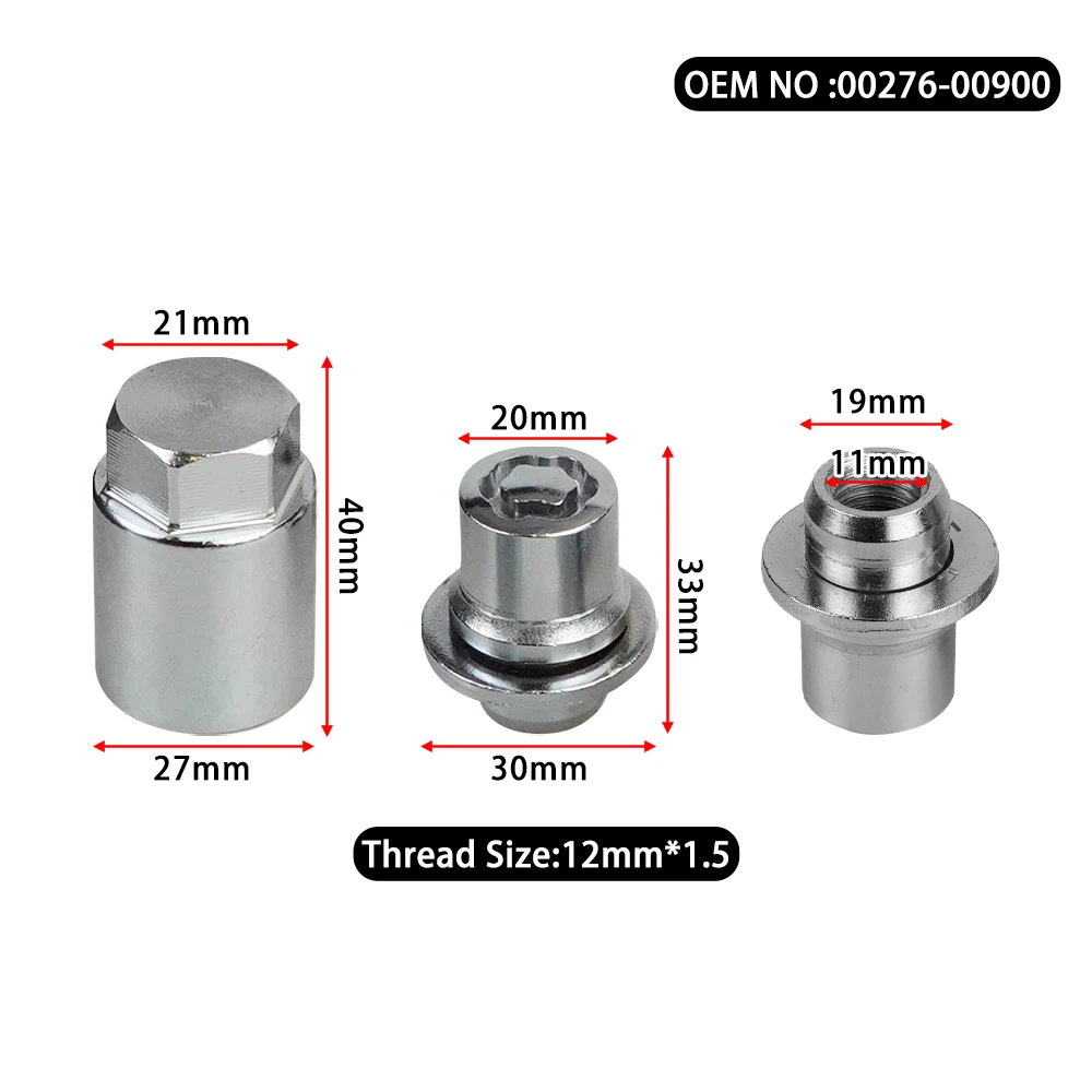 00276-00900 00276-00901 4Nuts+1Key Anti-theft 33MM/44MM Height Wheel Lock Lug Nuts Set M12x1.5 For Toyota Lexus PT27648100