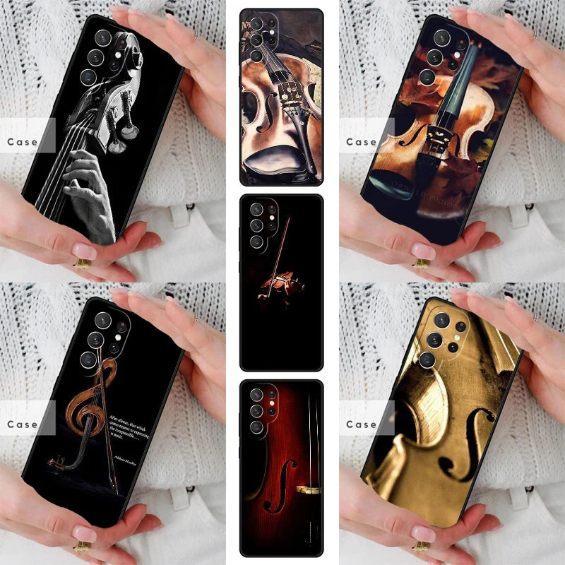 Wooden Violins Bow Music TPU Phone Case for Samsung Galaxy S26 S25 S24 S23 S22 S21 S20 Note10 Plus FE Ultra Cover